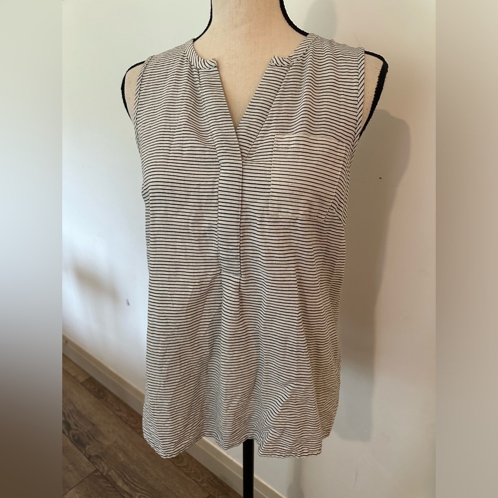 Kenar linen blend striped blouse shirt sleeveless medium